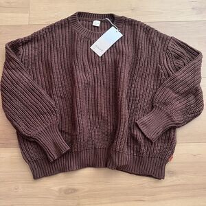 NWT Goumi Kids Hide Chunky Knit Womens Sweater SZ S/M Mama Organic Cotton Brown